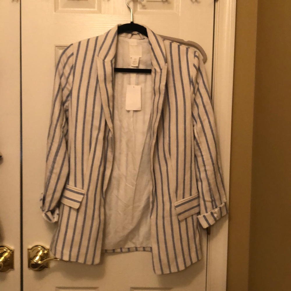 HM blazer blue and white